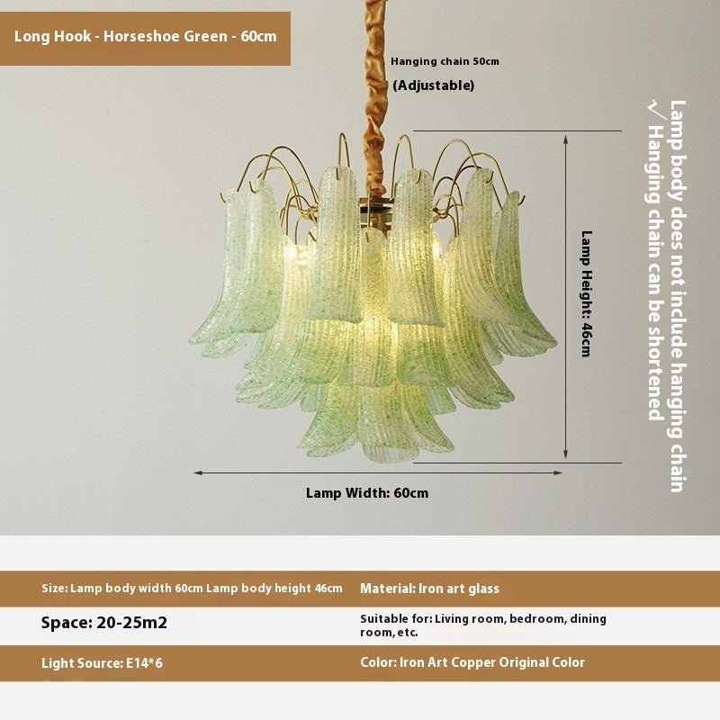 Crystal Shell Chandelier Retro Color Bedroom Glass Lamp