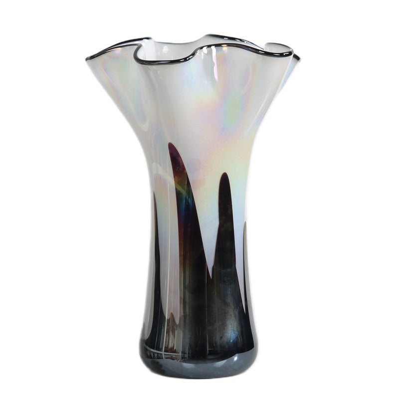 Black And White Two-tone High-end Petal-mouth Glass Vase