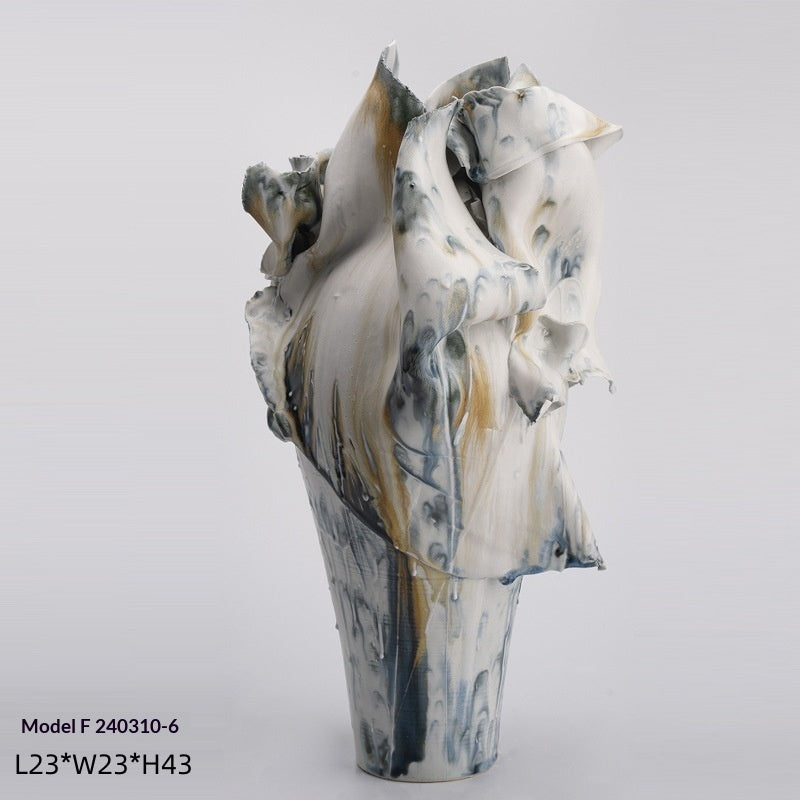 New Chinese-style Handmade Sculpted Ceramic Vase Ornament