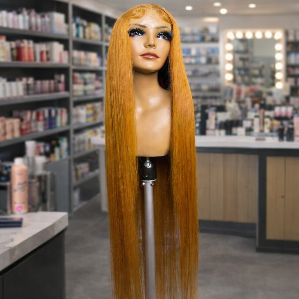 100% Human Hair Super Long Wigs Orange Ginger