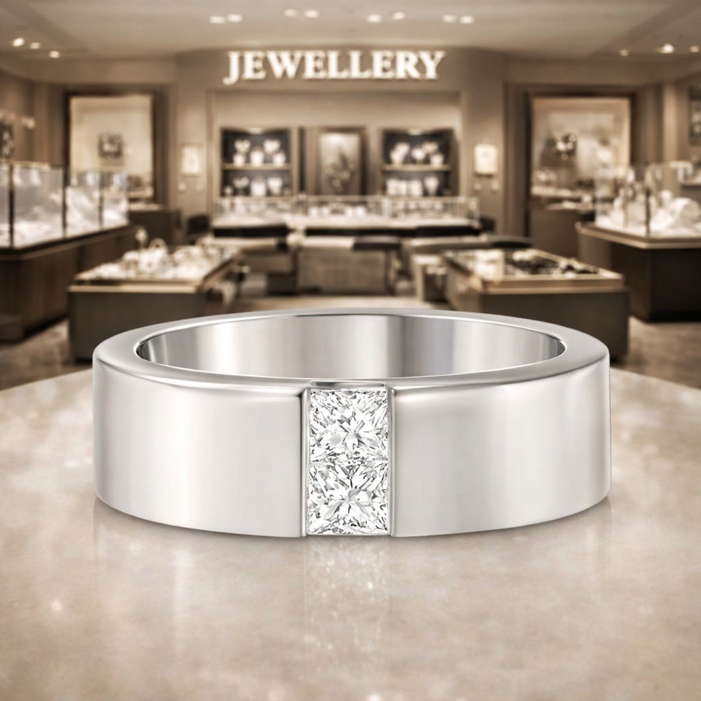 Men's 14K White Gold 1/4 ct.TDW Diamond Channel Band Ring