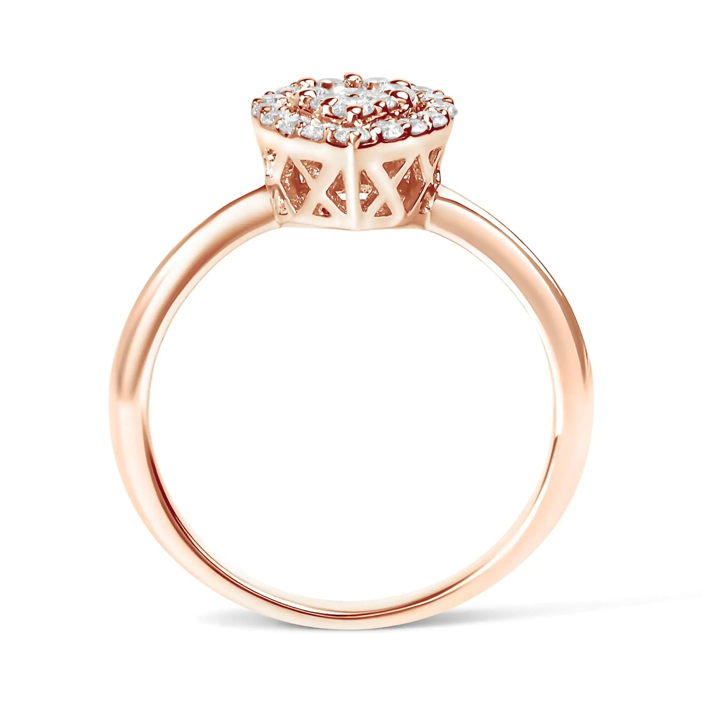 10K Rose Gold Round-Cut Diamond Pear Promise Ring Jewellery