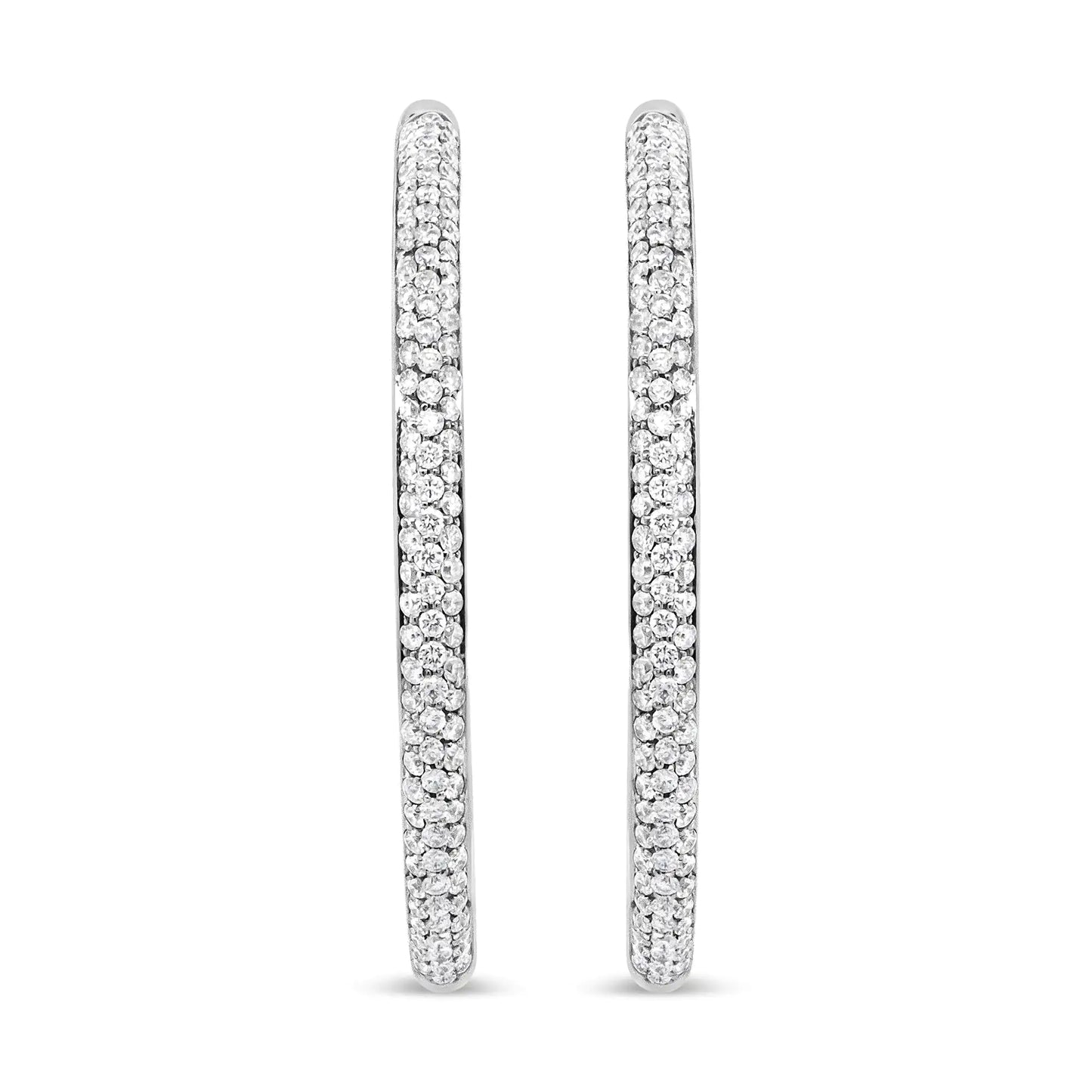 18K White Gold 2.00 Cttw Round-Cut Diamond Inner-Outer Hoop Earrings (F-G Color, VS1-VS2 Clarity)