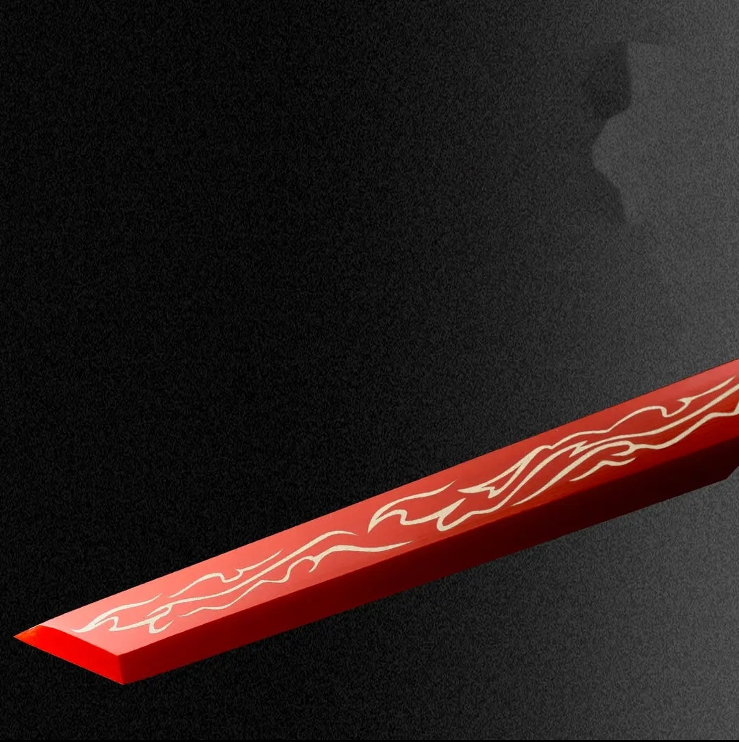 Blazing Flame Integral Tang Dynasty Horizontal Sword High Manganese Steel Self-Defense Cold Weapon Collection-Grade Unsharpened