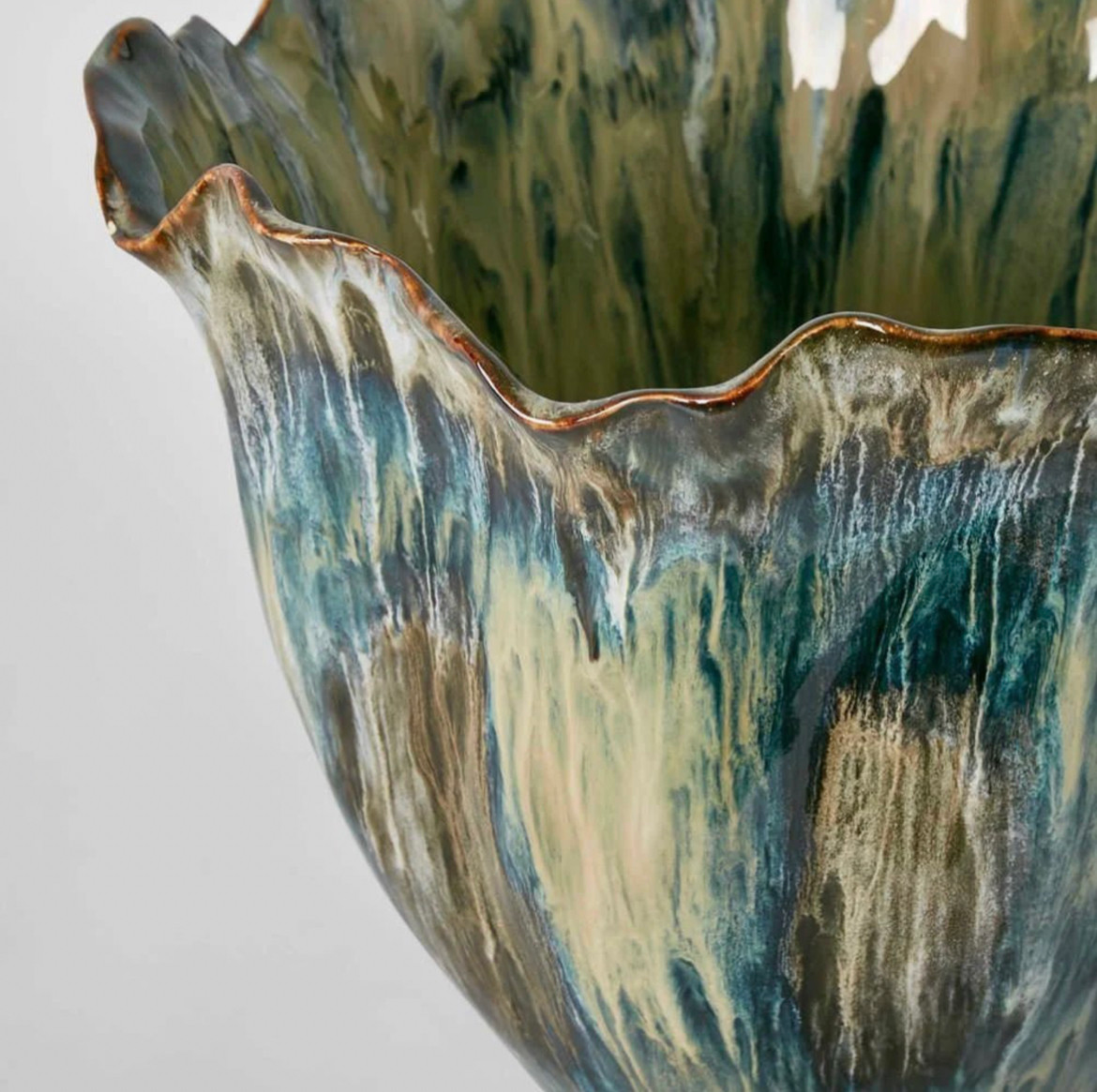 Handmade Painted Pottery Vase With Natural Glaze And Gradient Color