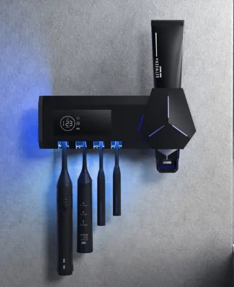 Smart UV Toothbrush Holder with Automatic Dispenser (One Set)
