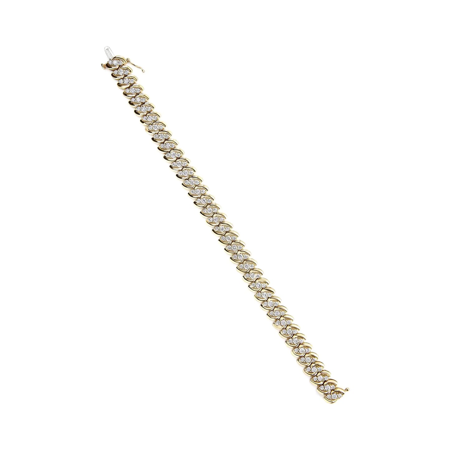 10K Yellow Gold 5.0 Cttw Diamond Double Row S-Link Cuban Bracelet jewellery
