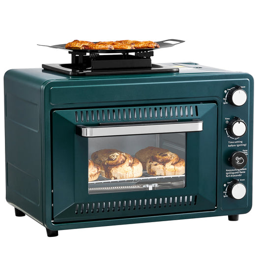 Outdoor Oven 2-in-1 Portable Gas Camping Stove Oven Combo Adjustable Fire