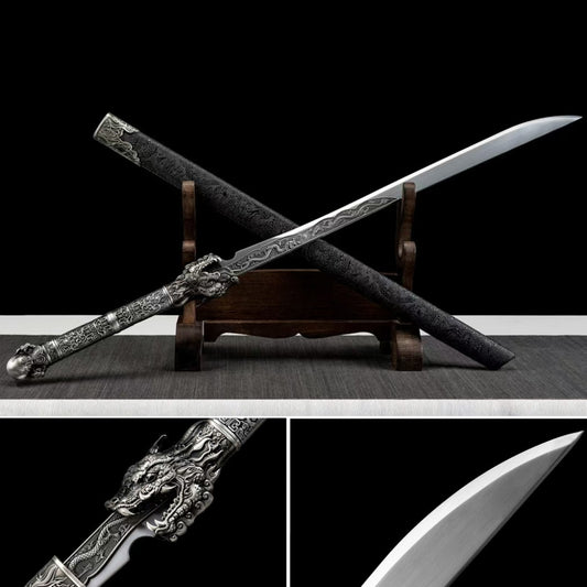 Ancient-Style Han Sword Hand-Forged Cold Weapon Collectible Gift  Decoration High Manganese Steel Integral Double Edged Unsharpened