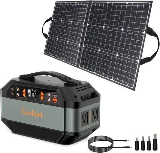 GOFORT 330W Portable Power Station;  299Wh Solar Generator Backup Power Compatible With 100W 18V Portable Solar Panel;  Foldable Solar Charger With USB;  18V DC;  QC 3.0 Output