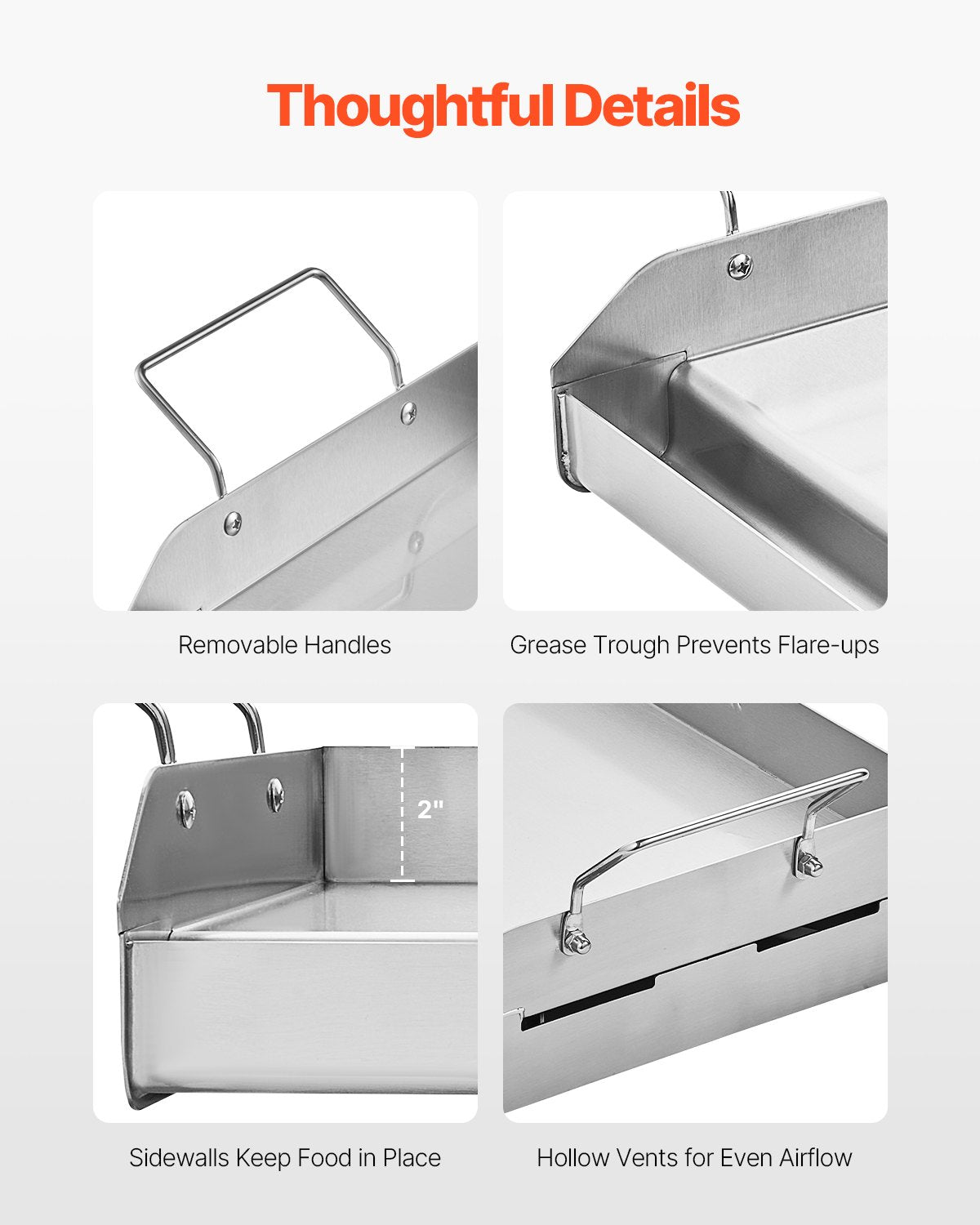 17x13 In Flat Top Griddle Stainless Steel Universal BBQ Grill Pan Cookware