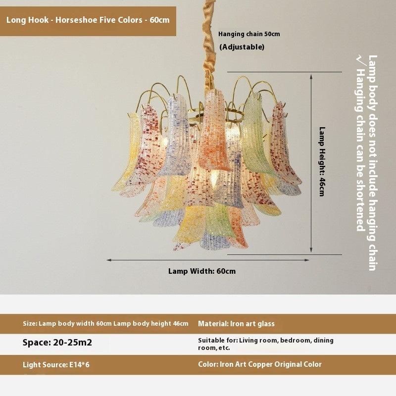 Crystal Shell Chandelier Retro Color Bedroom Glass Lamp