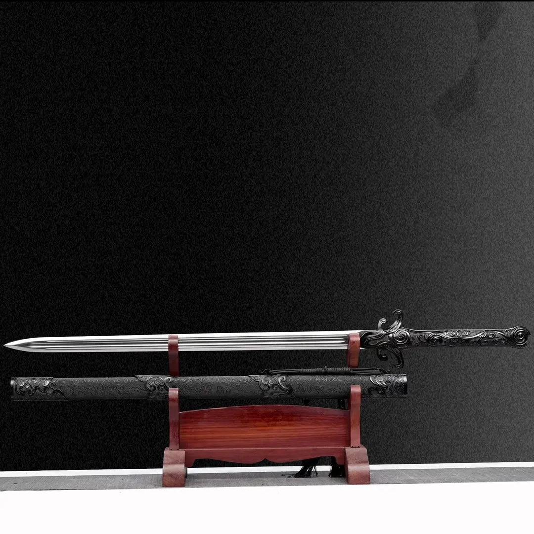 Yuling - Black Integral Sword High Manganese Steel  Self-Defense Cold Weapon  Collection Grade  Unsharpened