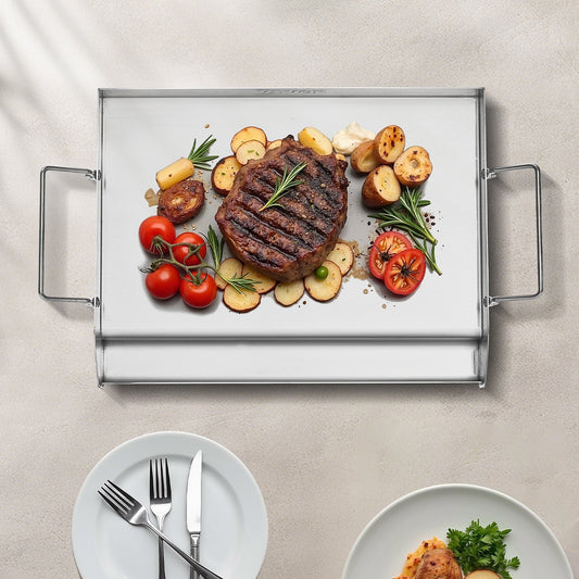 17x13 In Flat Top Griddle Stainless Steel Universal BBQ Grill Pan Cookware