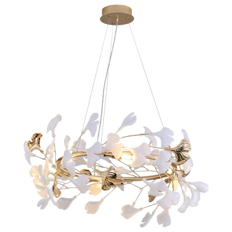 Minimalist Art Chandelier With Ginkgo Leaf Design