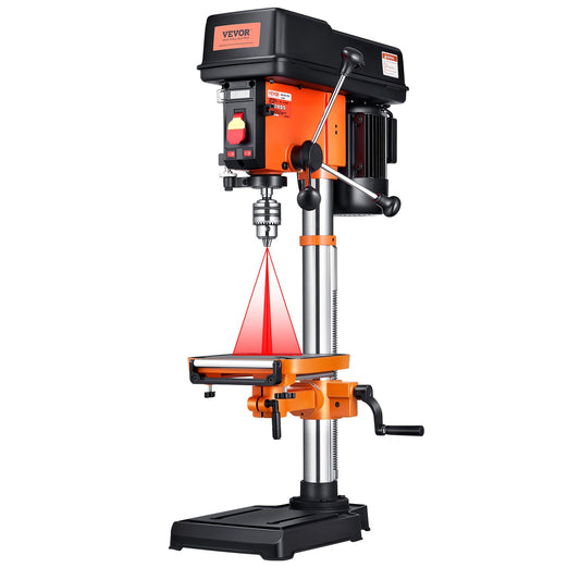 12 In Benchtop Drill Press, 5 Amp 120V, Variable Speed Cast Iron Bench Drill Press, 12 In Swing Distance 0-45° Tiltling Worktable With Laser Work Light, Tabletop Drilling Machine For Wood Metal
