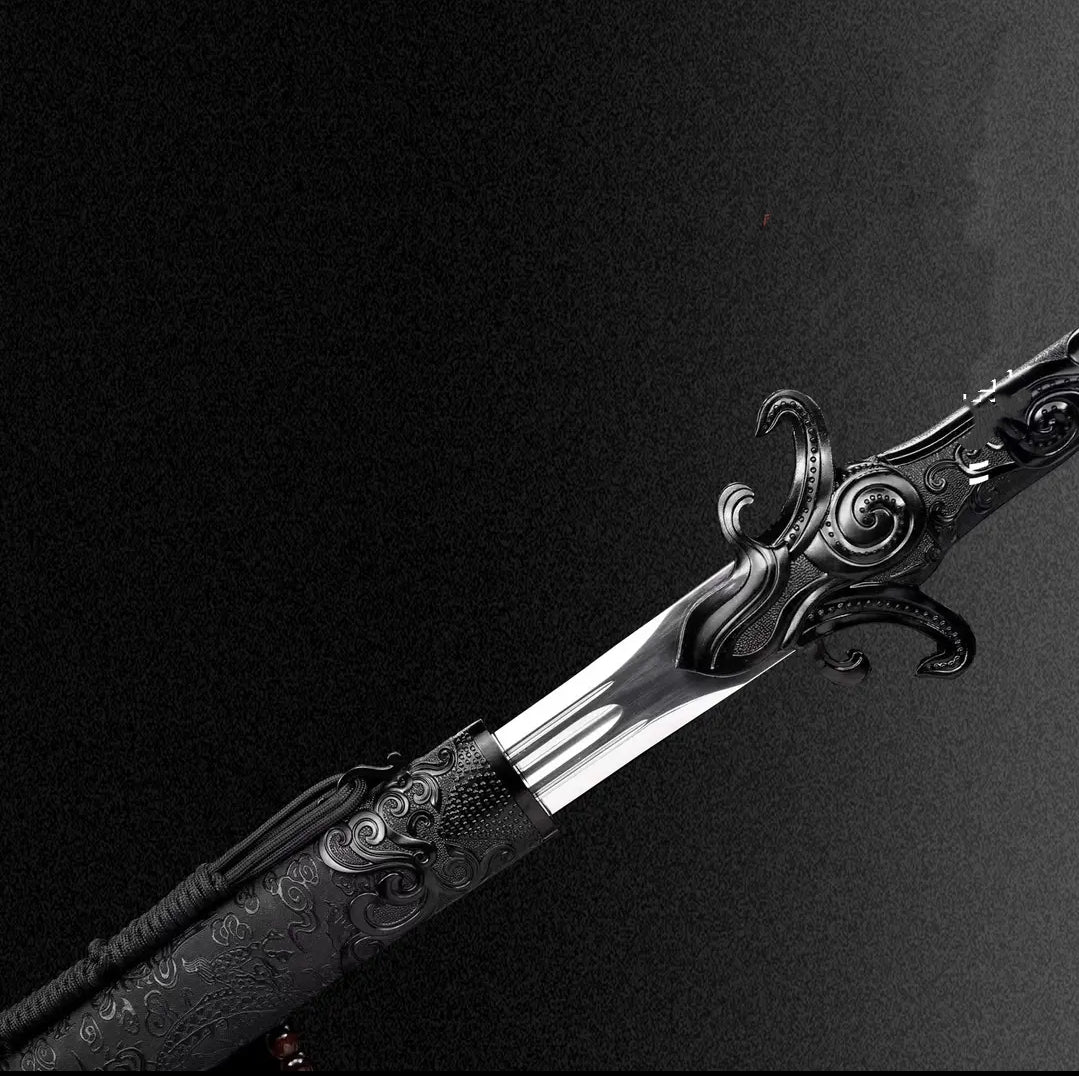 Yuling - Black Integral Sword High Manganese Steel  Self-Defense Cold Weapon  Collection Grade  Unsharpened