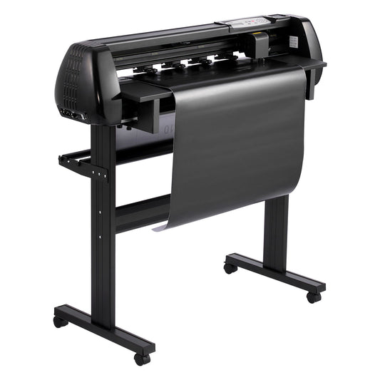 Vinyl Cutter Machine, 34 Inch Max Feed Width, Dual Blades, Adjustable Force And Speed, LED Display, Vinyl Plotter Cutter Printer Bundle With Sticker Sheets, Transfer Film, Signmaster Software