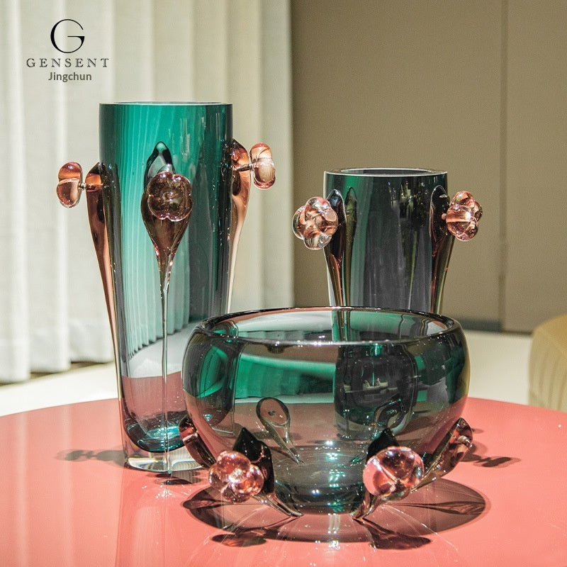 Italian Light Luxury Modern Handcrafted Crystal Glass Vase