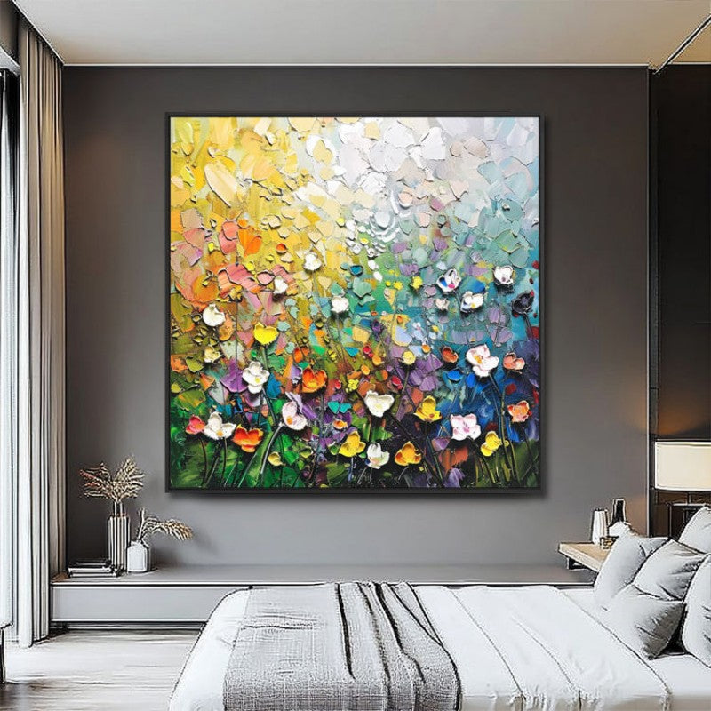 Handmade Abstract Thick Oil 3D Palette Knife Flowers Painting On Canvas Wall Art Hand Drawn Oil Painting Art Decorations Living Room Dining Room