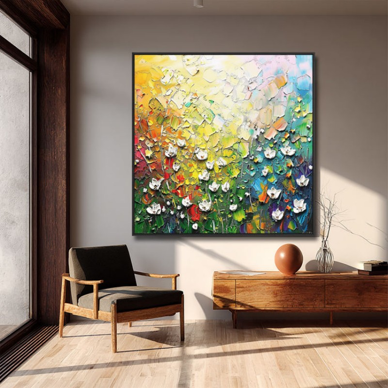 Handmade Abstract Thick Oil 3D Palette Knife Flowers Painting On Canvas Wall Art Hand Drawn Oil Painting Art Decorations Living Room Dining Room