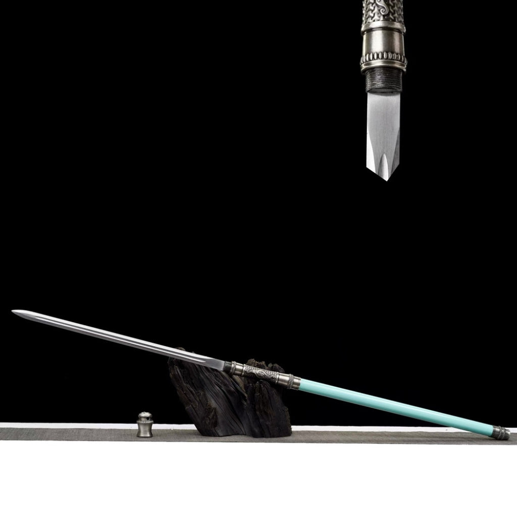 Integrated Sword & Blade Handmade Long Blade Flute Sword Blade-in-Staff Sword Extended Staff Blade Musical Instrument Gift Unsharpened