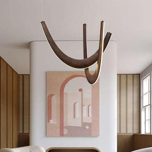 Artistic Living Room And Dining Room Minimalist Modern Solid-wood U-shaped Chandelier  New Design