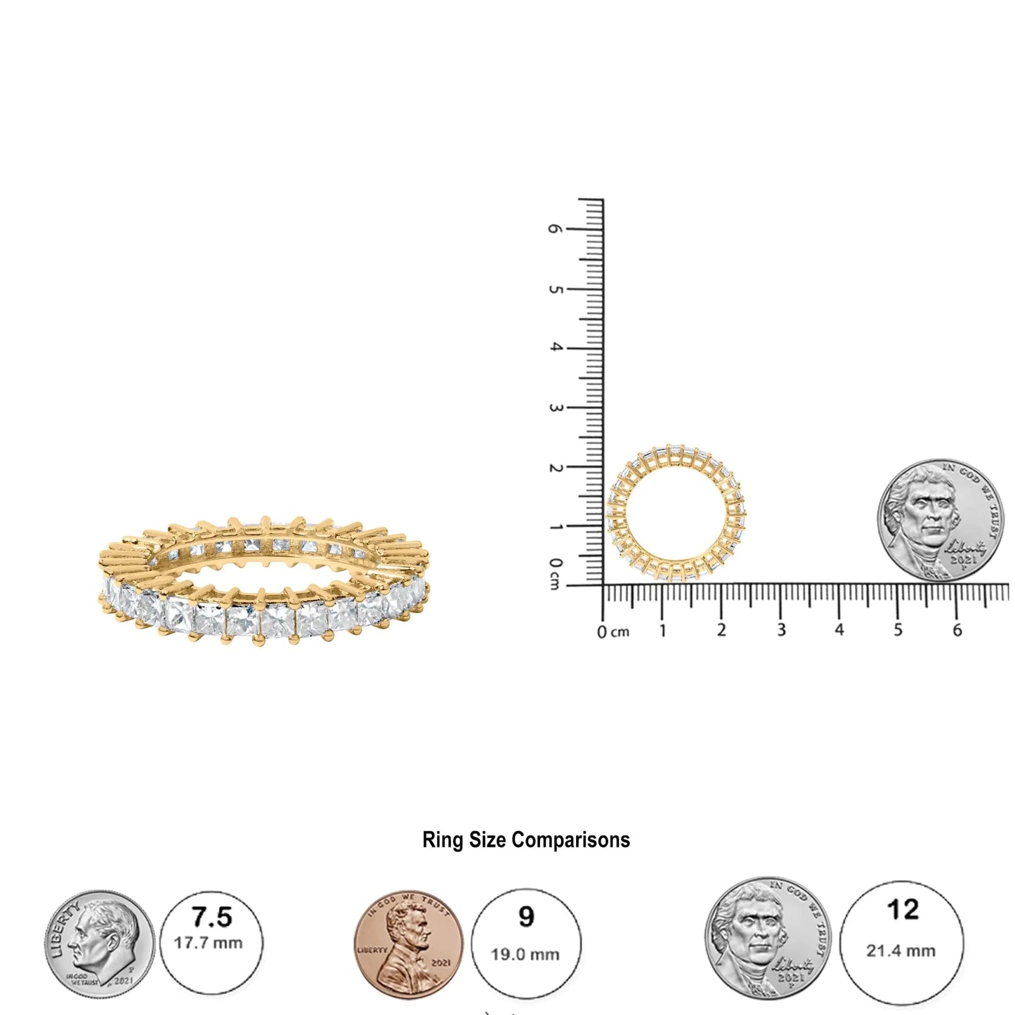 14K Yellow Gold 3.0 Cttw Shared Prong-Set Princess-cut Diamond Eternity Band Ring jewellery
