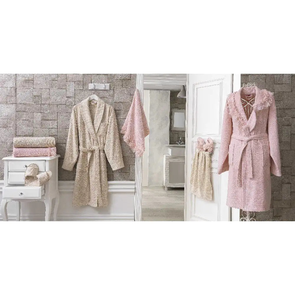Bamboo Bathrobe Set - Powder Beige