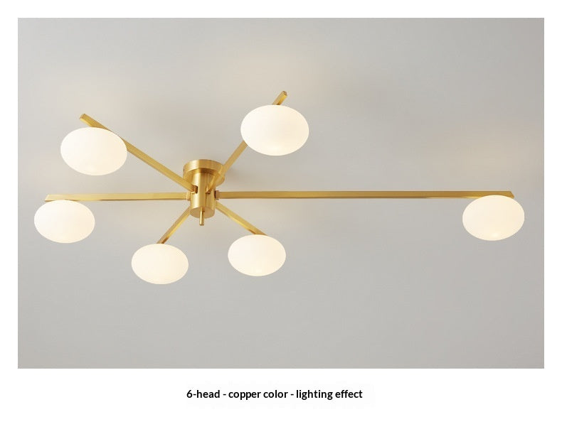 All-Copper Living Room Chandelier Creative Bedroom Lighting Fixture