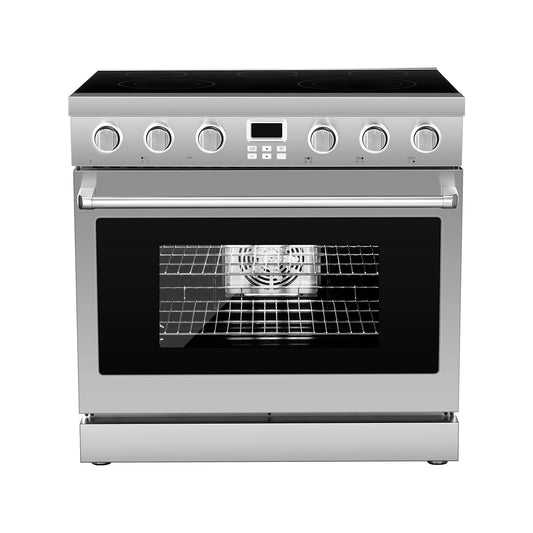 36 In Electric Range Oven, 6.0 Cu. Ft. Capacity Compact Freestanding Oven, Stainless Steel Kitchen Stove, With 5 Burners, Digital Screen Button Control, Easy Reach Racks For RV(No Power Cord)