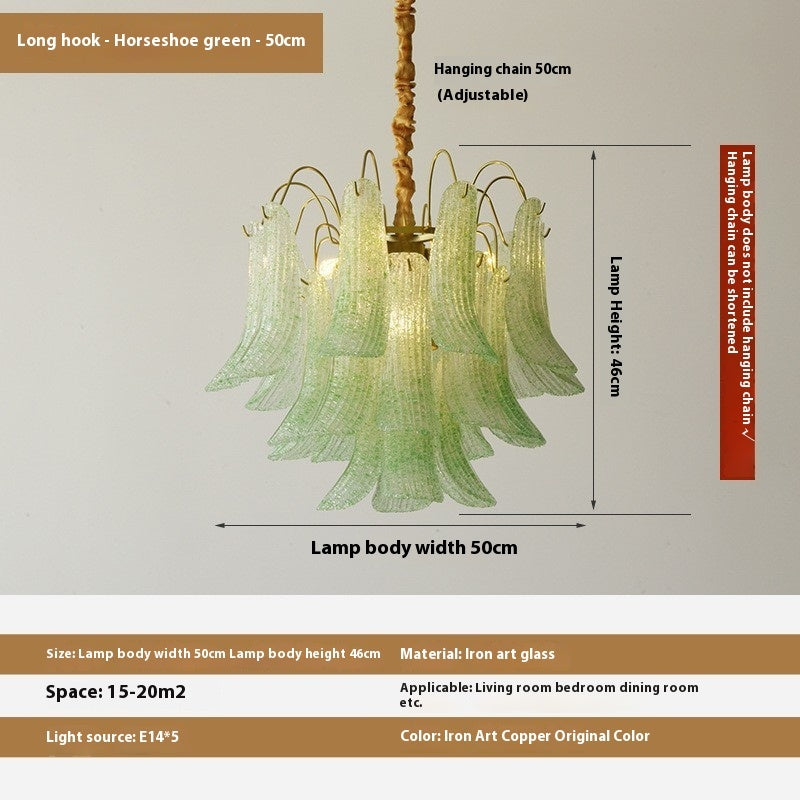 Crystal Shell Chandelier Retro Color Bedroom Glass Lamp