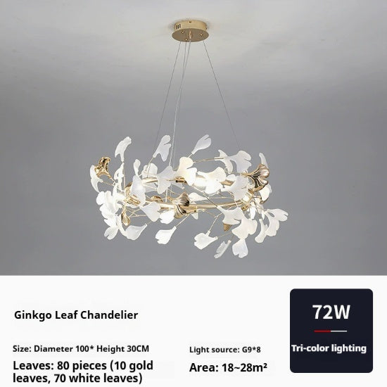 Minimalist Art Chandelier With Ginkgo Leaf Design