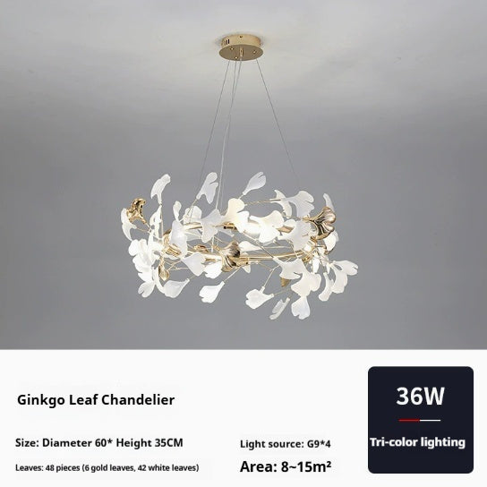 Minimalist Art Chandelier With Ginkgo Leaf Design