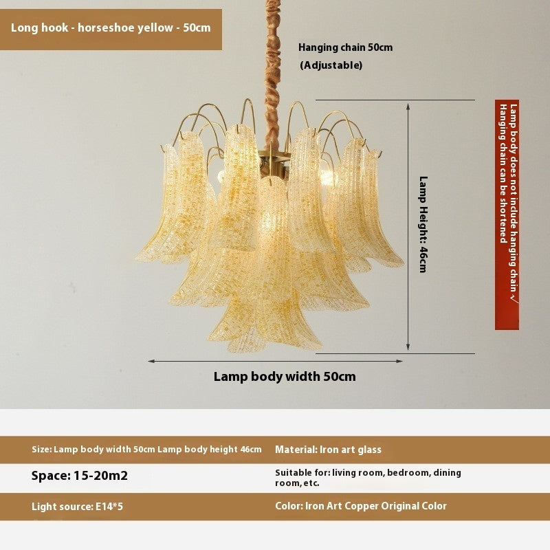 Crystal Shell Chandelier Retro Color Bedroom Glass Lamp