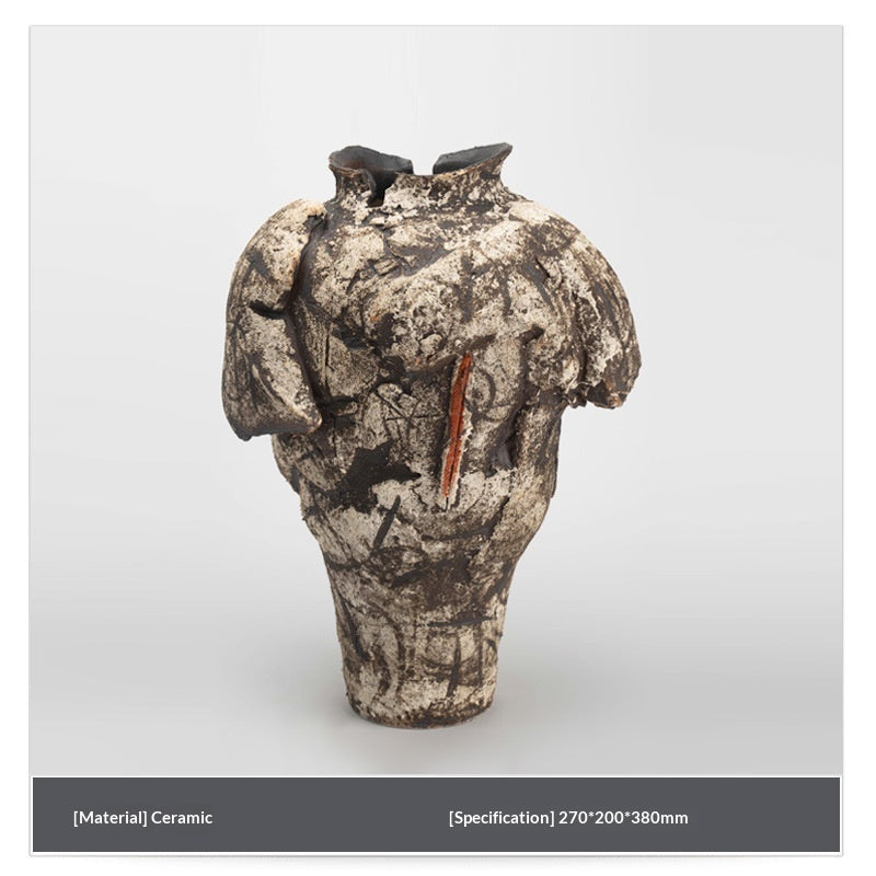 Wabi-sabi-style Vintage Handcrafted Ceramic Vase With A Narrow Opening And Minimalist Lines