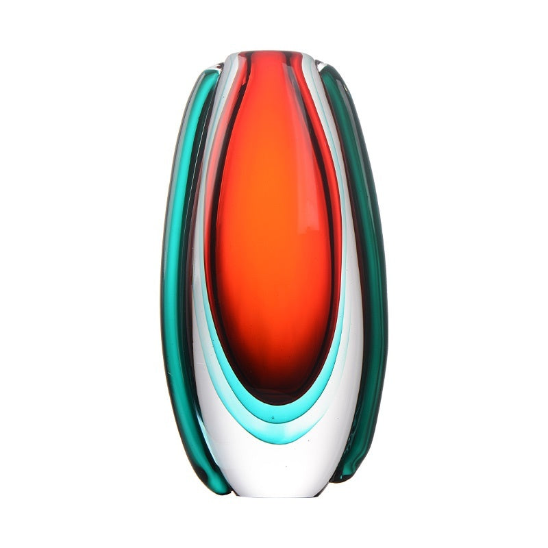 High-end Light-luxury Wabi-sabi-style Glazed Vase In Red And Blue