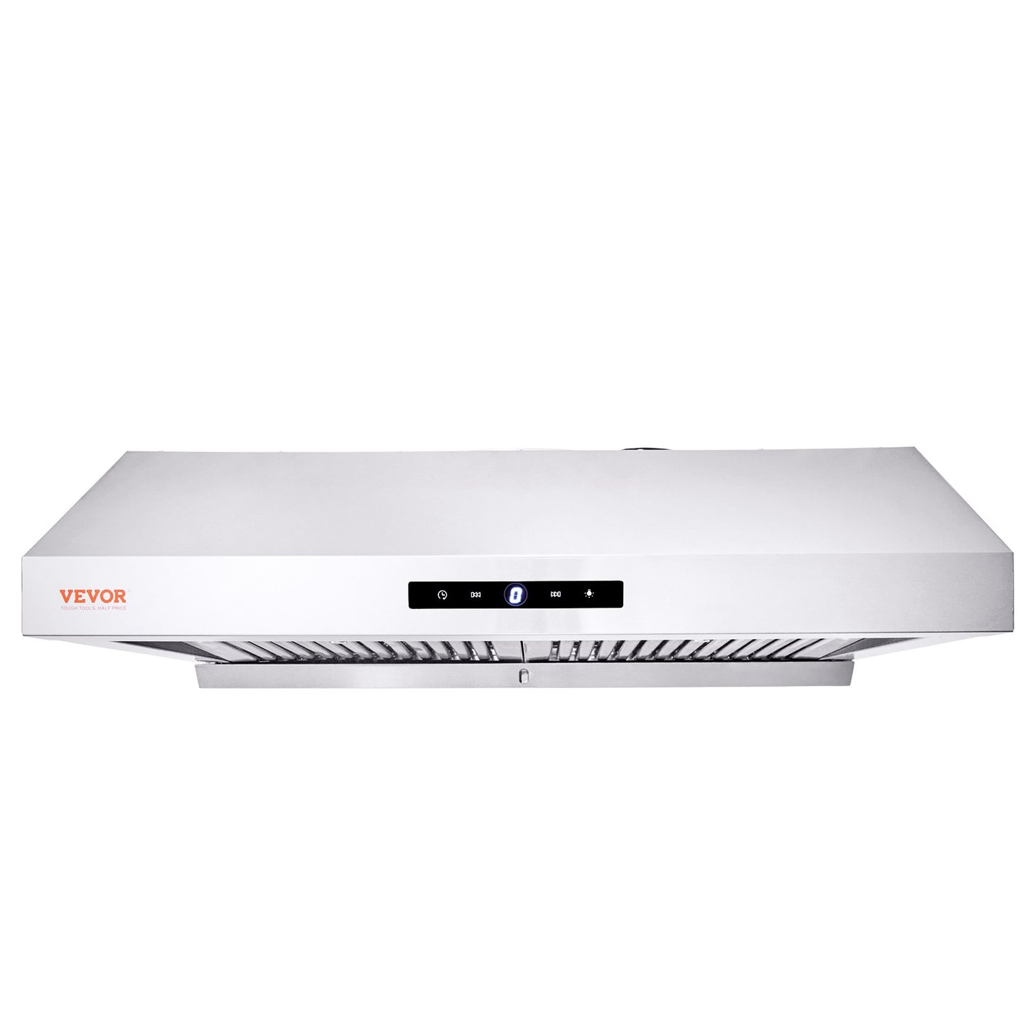 Under Cabinet Range Hood, Dual Motors Ductless Kitchen Stove Vent, Stainless Steel Permanent Filter With 3-Speed Exhaust Fan, 2 Baffle Filters, LED Lights, Touch Control Panel, Silver (30 Inch)