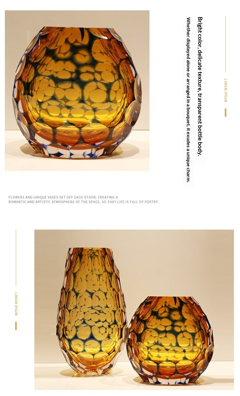 Modern Minimalist Handmade Cut Glass Vase Home Style