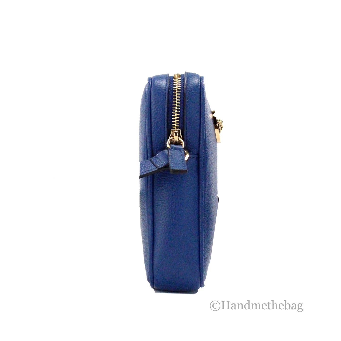 Versace Mini Navy Leather Medusa Pendant Crossbody