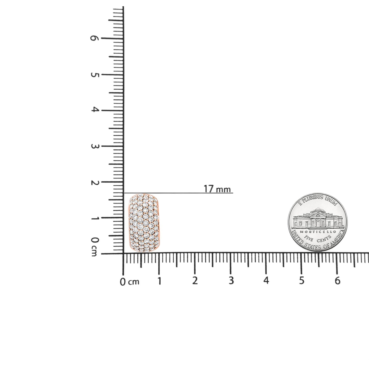 18K Rose Gold 3 1/8 Cttw Round Diamond Dome Hoop Earrings