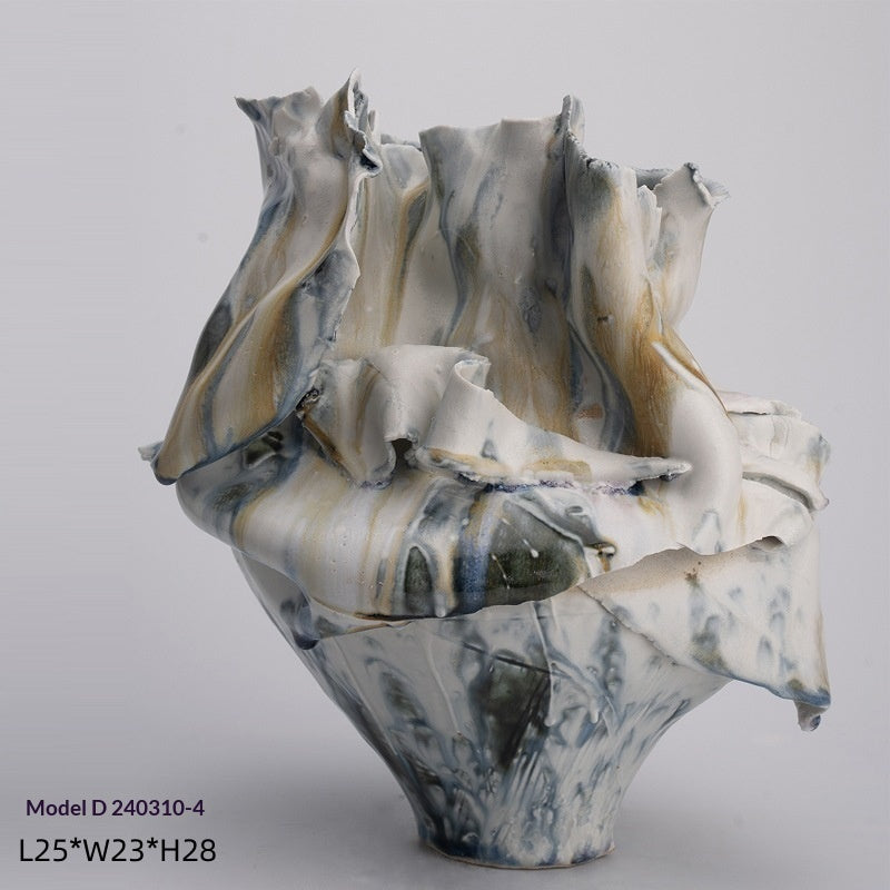 New Chinese-style Handmade Sculpted Ceramic Vase Ornament