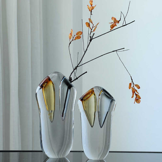 Light Luxury Modern Nordic Yellow Thickened Glass Flower Vase