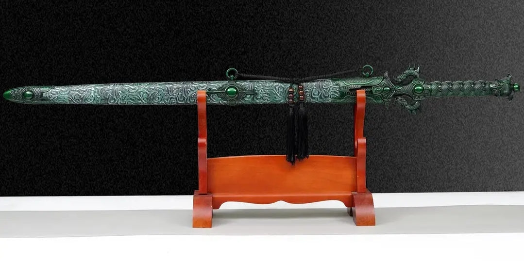 Green Green Dragon Longquan Sword Green Bamboo Fengyun Sword High-Manganese Steel Blade Self-Defense Cold Weapon  Item