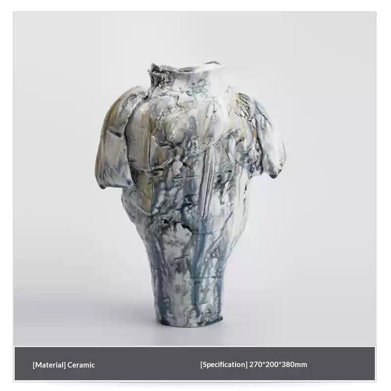 Wabi-sabi-style Vintage Handcrafted Ceramic Vase With A Narrow Opening And Minimalist Lines