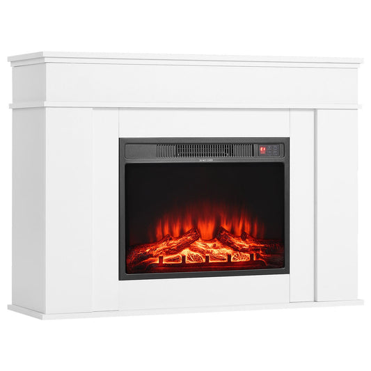 43 Inch Freestanding Fireplaces, 1500W 5120BTU Fake Electric Fireplace Stove Heater With Mantel, Overheating Protection, Adjustable Flames,Timer, Remote, For Living Room,Bedroom,White