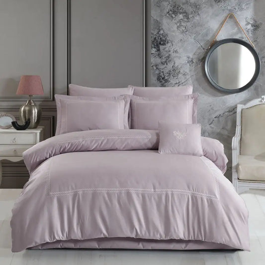 Satin Double Duvet Cover Set - Ash Purple