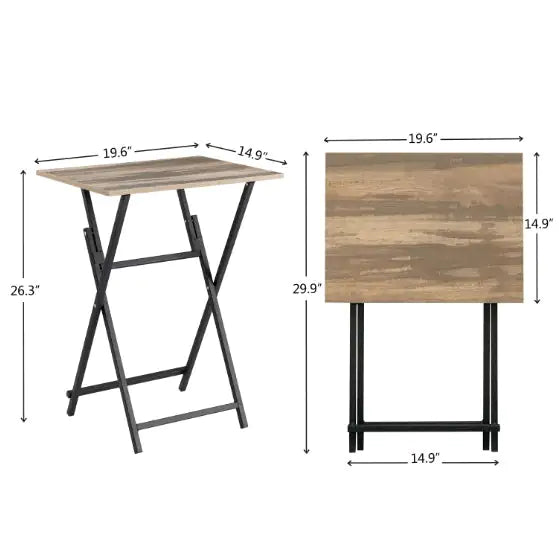 2 Pcs Folding TV Tray Table Set
