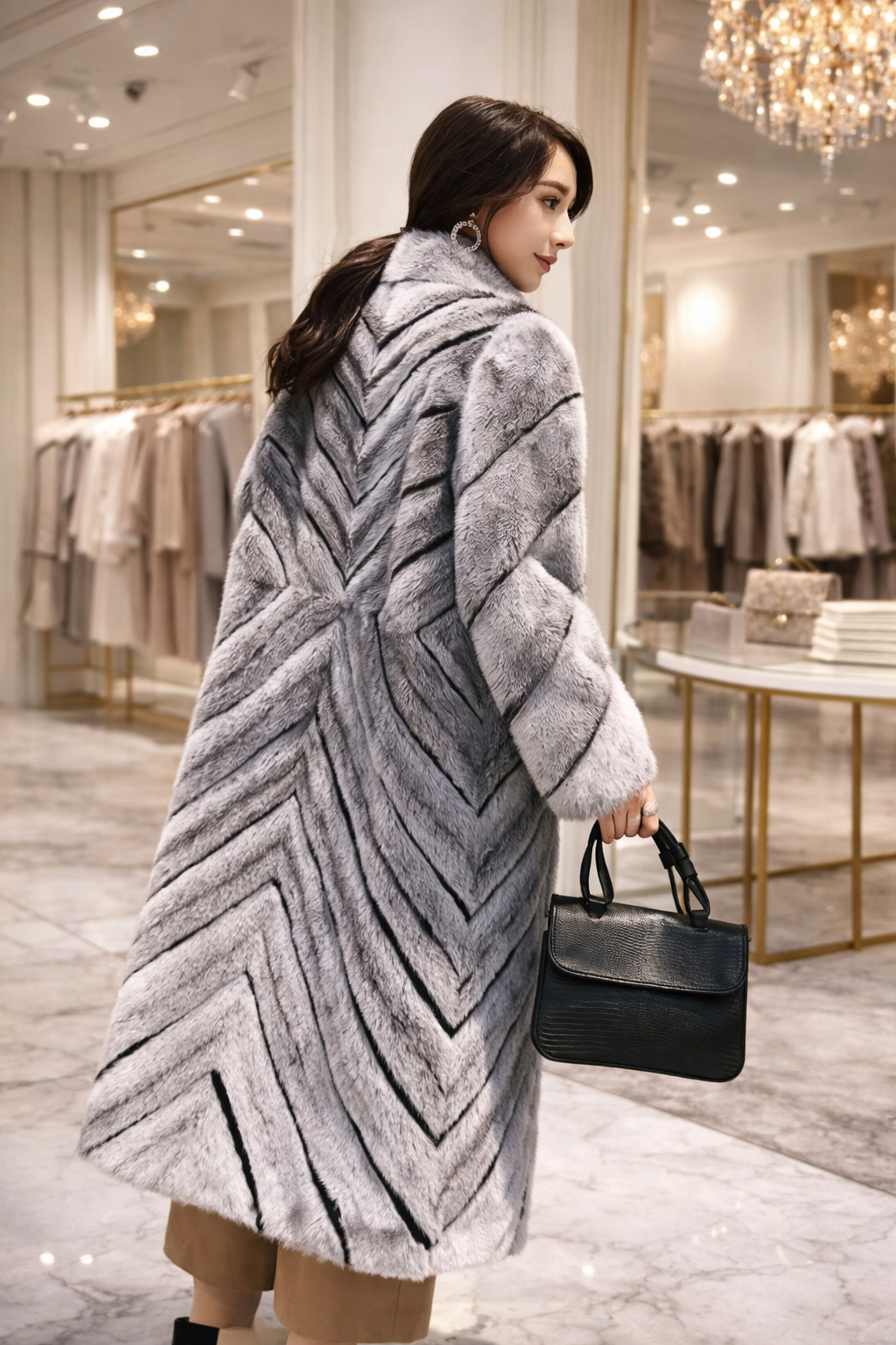 Genuine Natural Mink Fur Coat