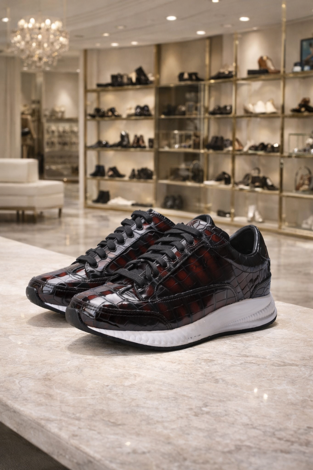 Men Crocodile Leather Sport Shoes